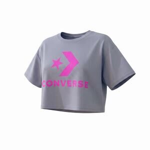 Converse Women Size XL Cropped Graphic Tee Lavender Purple Hot Pink Logo NWT